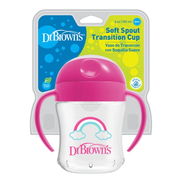 Dr. Brown's Trainingsbeker zachte tuit roze 180 ml - Afbeelding 2