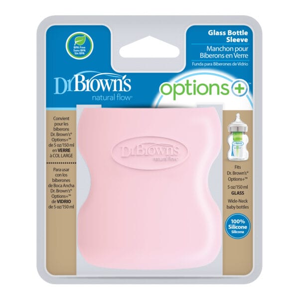 Dr. Brown's Beschermhoes voor brede glazen fles 150 ml | roze - Afbeelding 2