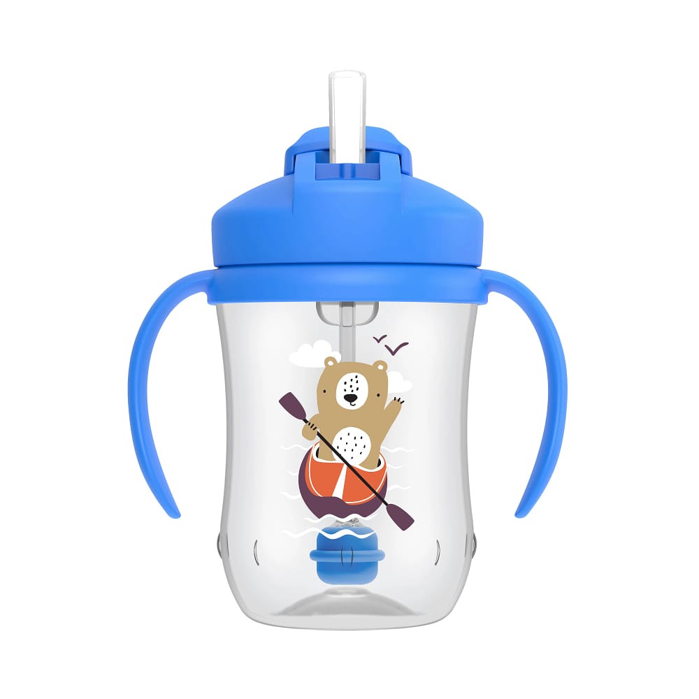 dr. brown's baby's eerste rietjes beker blauw 270 ml