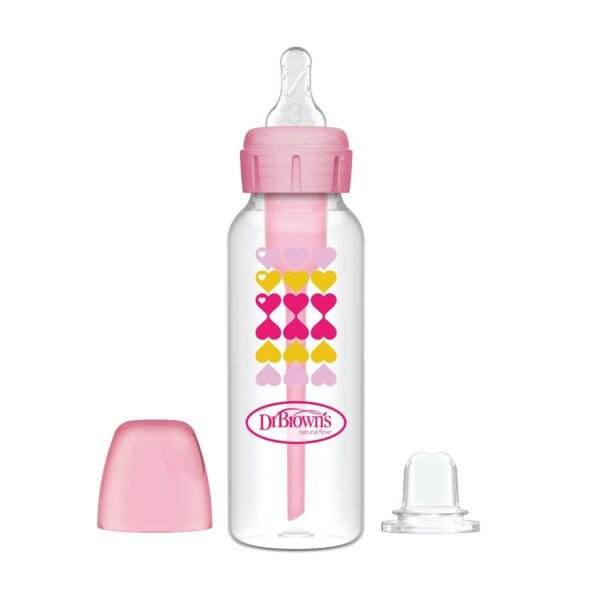 Dr. Brown's Options+ Bottle to Sippy Starter kit | Standaard halsfles roze 250 ml