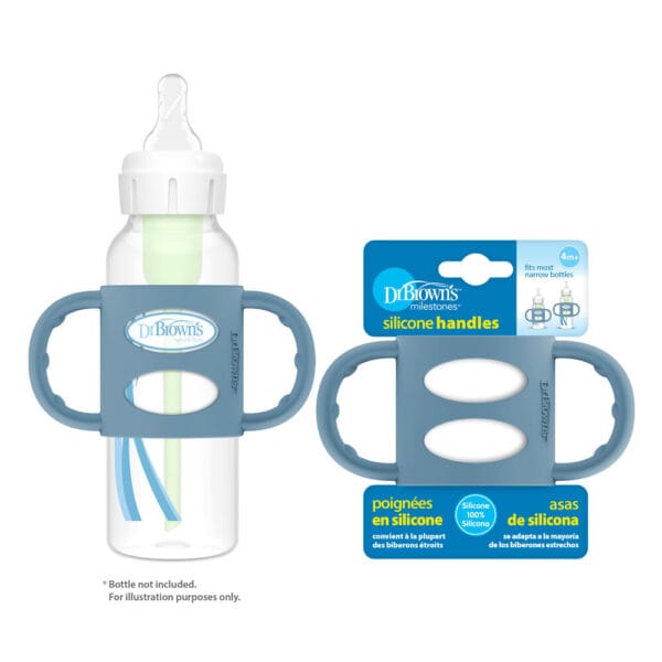 Dr. Brown's Siliconen handles smalle halsfles | blauw - Afbeelding 2