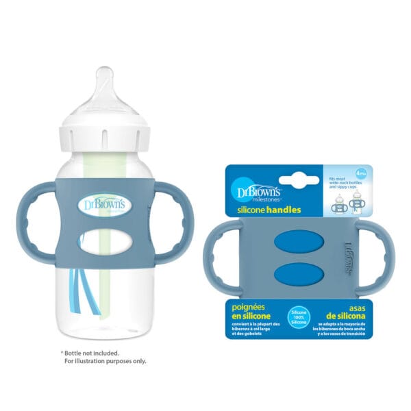 Dr. Brown's Siliconen handles brede halsfles | blauw - Afbeelding 3