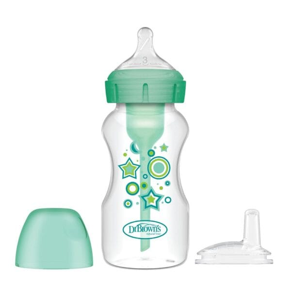 Dr. Brown's Options+ Bottle to Sippy Starter kit | Brede halsfles groen 270 ml