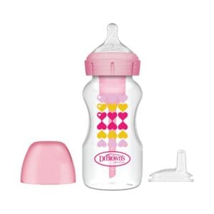 Dr. Brown's Options+ Bottle to Sippy Starter kit | Brede halsfles roze 270 ml