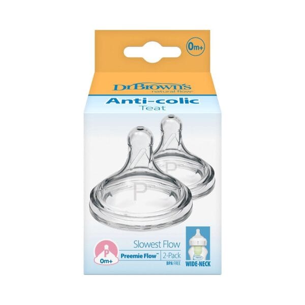 Dr. Brown's Options+ Anti-colic Prematuurspeen Brede halsfles | 2 stuks - Afbeelding 2