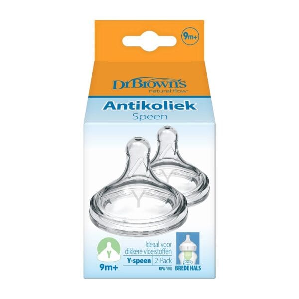 Dr. Brown’s Options+ Anti-colic Y-cut Speen brede halsfles | 2 stuks - Afbeelding 2