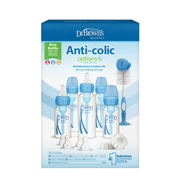 Dr. Brown's Options+ Anti-colic Bottle Giftset | Standaard halsfles blauw - Afbeelding 2
