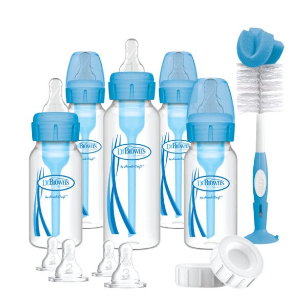 Dr. Brown's Options+ Anti-colic Bottle Giftset | Standaard halsfles blauw