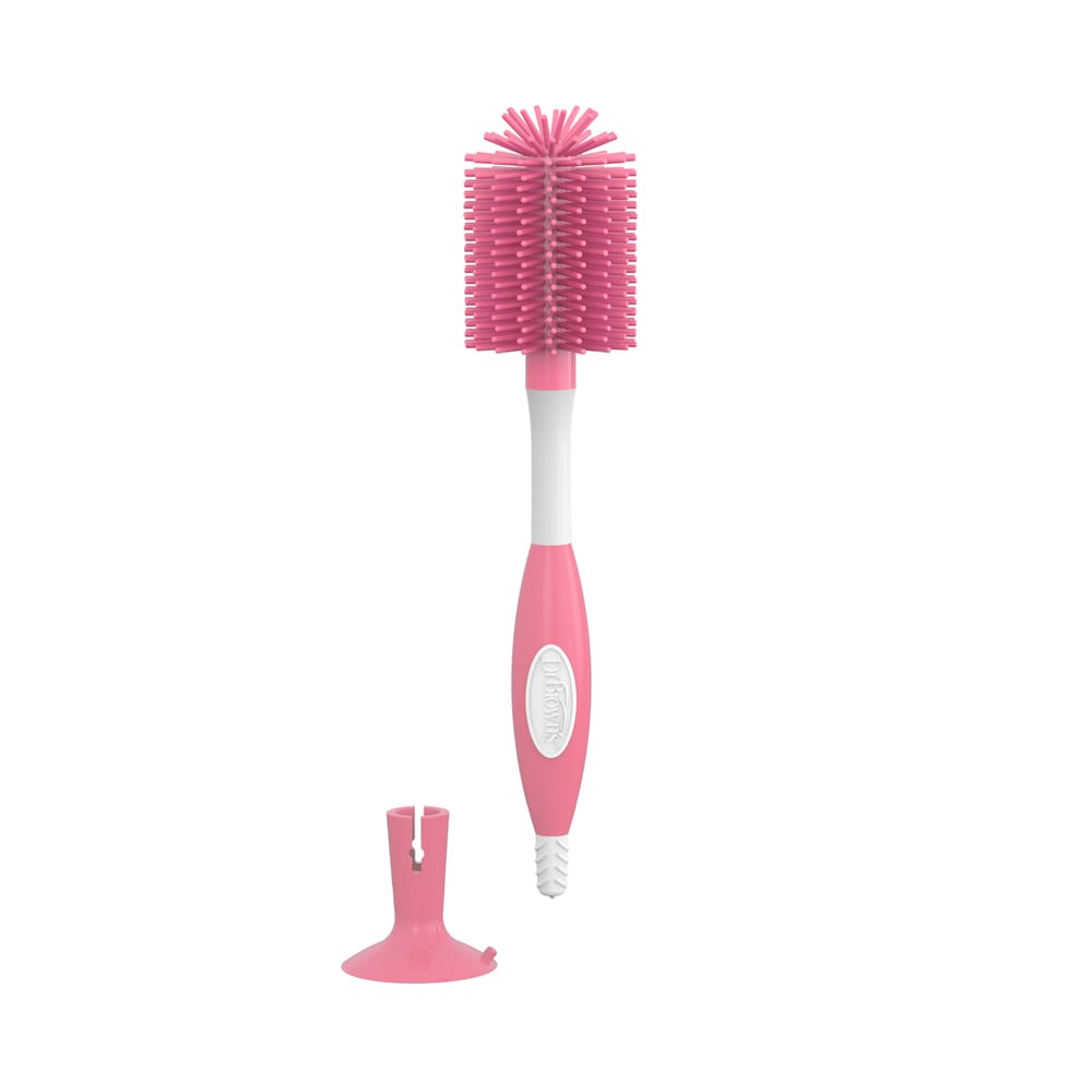 Dr. Brown’s Siliconen flessenborstel brede halsfles | roze - Afbeelding 2