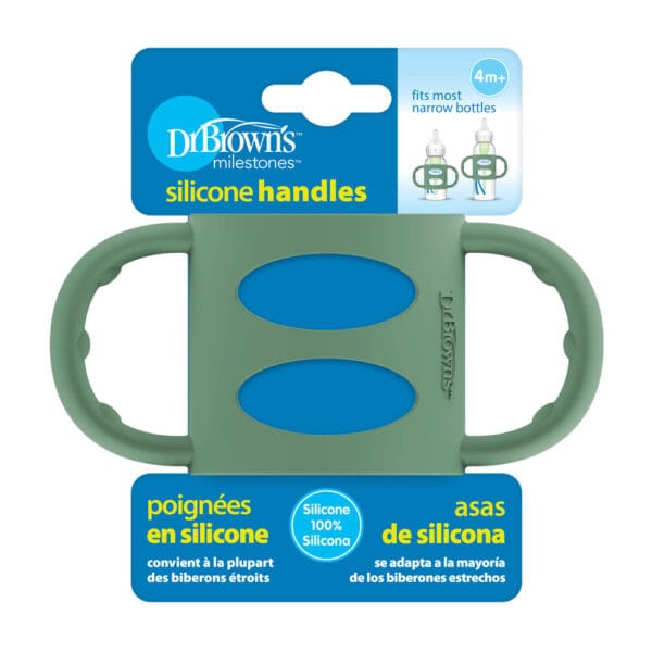 Dr. Brown's Siliconen handles smalle halsfles | groen - Afbeelding 2