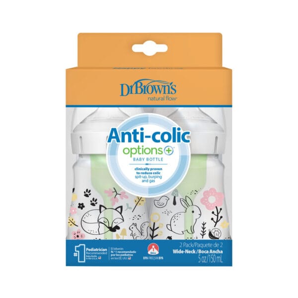 Dr. Brown's Options+ Anti-colic Bottle 2-pack | Brede halsfles 150 ml Bos - Afbeelding 2
