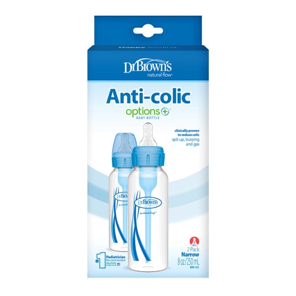 Dr. Brown's Options+ Anti-colic Bottle 2-pack | Standaard halsfles blauw 250 ml - Afbeelding 2