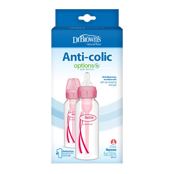 Dr. Brown's Options+ Anti-colic Bottle 2-pack | Standaard halsfles roze 250 ml - Afbeelding 3