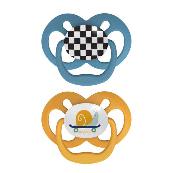 Dr. Brown's Symmetrische fopspeen fase 2 blauw/geel 2-pack