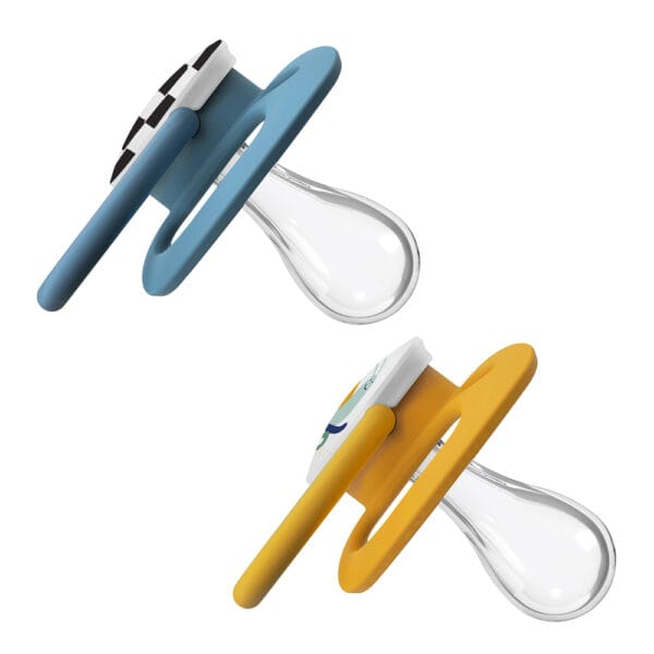 Dr. Brown's Symmetrische fopspeen fase 2 blauw/geel 2-pack - Afbeelding 2