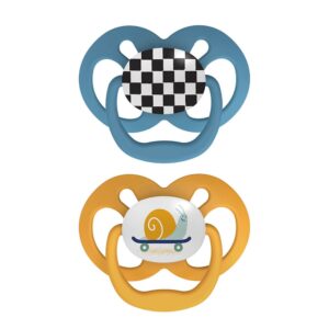 dr. brown's symmetrische fopspeen fase 2 blauw/geel 2 pack