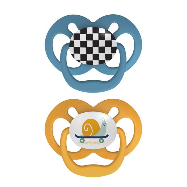 dr. brown's symmetrische fopspeen fase 2 blauw/geel 2 pack