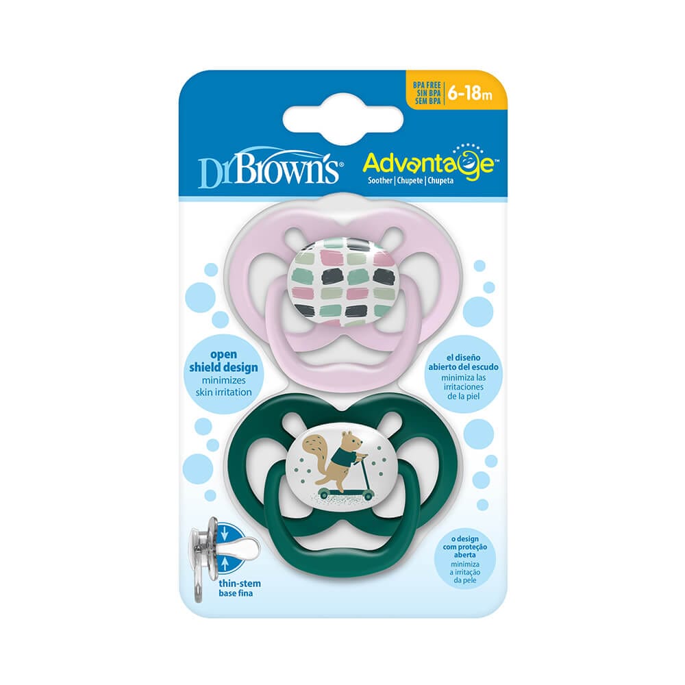dr. brown's symmetrische fopspeen fase 2 roze/groen 2 pack