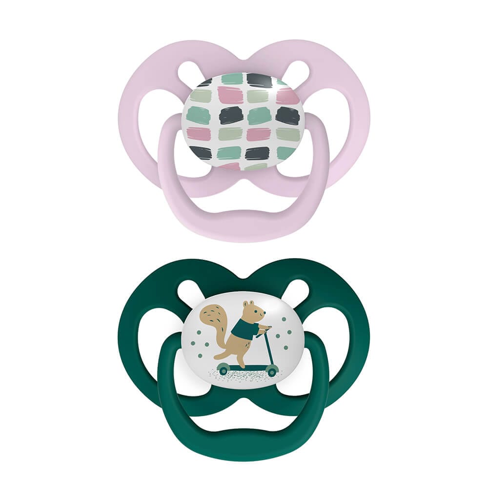 dr. brown's symmetrische fopspeen fase 2 roze/groen 2 pack