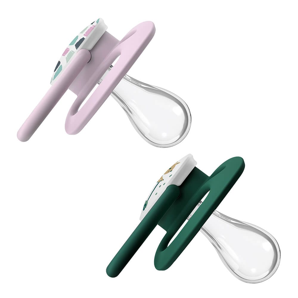 dr. brown's symmetrische fopspeen fase 2 roze/groen 2 pack
