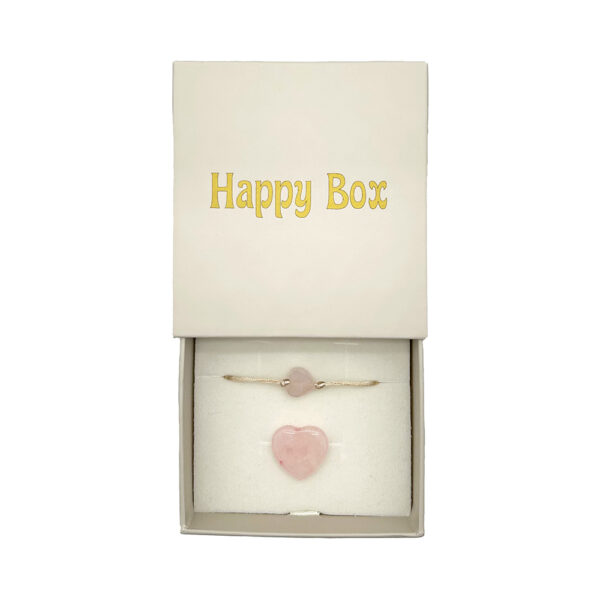 La Luz Happy Box met rozenkwarts steentje in open doos