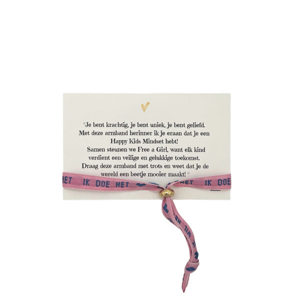 La Luz armbandje ik wil het, ik kan het, ik doe het roze achterkant