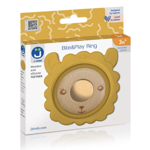 J BIMBI Bite & Play Bijtring Hout en Siliconen 3M+ - Afbeelding 2