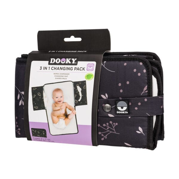 Dooky Verschoningsmat 3 In 1 Romantic Leaves Black - Afbeelding 2