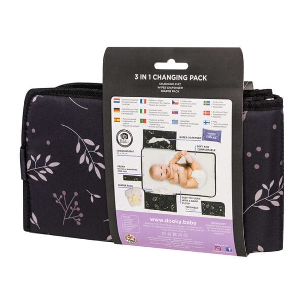 Dooky Verschoningsmat 3 In 1 Romantic Leaves Black - Afbeelding 3
