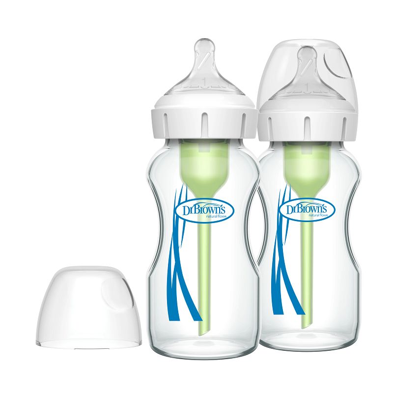 dr. brown’s options+ anti colic bottle 2 pack | brede halsfles 270 ml glas