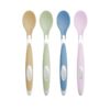 Dr. Brown’s zachte lepeltjes voor baby’s in beige, groen, blauw en roze, ideaal voor de eerste hapjes.